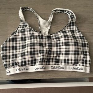 Calvin Klein Checkered Bra in Black and White
